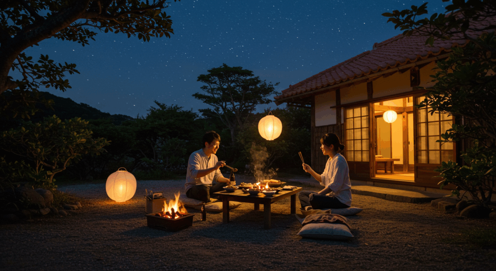 バーベキューも楽しめる！沖縄の夜を満喫