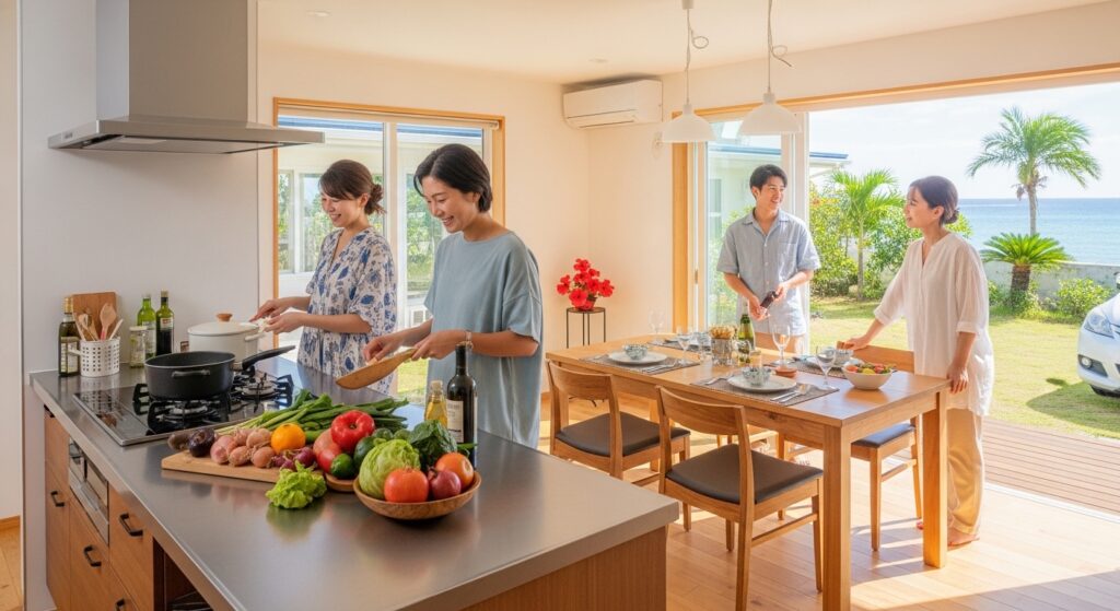 一軒家の沖縄民泊で叶えるグループ旅行｜キッチン付きで自炊も楽しもう