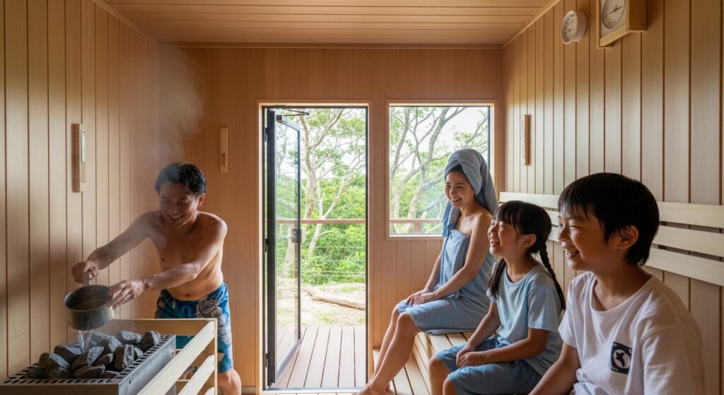 【朝サウナ・子連れ沖縄北部】観光前にサクッとととのう朝サウナ習慣｜かめたろうやー家族旅