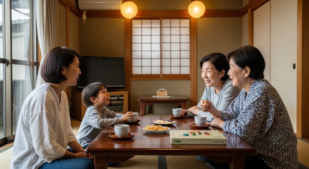 【三世代旅行・沖縄】サウナ後の静かな夜が家族の会話を生む｜テレビより語り合う古民家ステイ