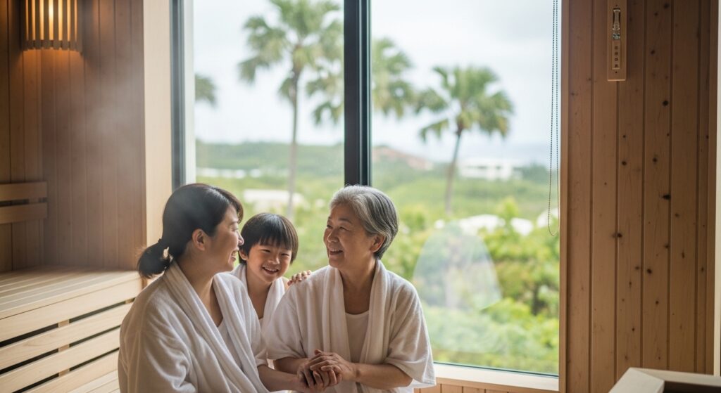 【敬老の日・還暦祝い・沖縄サウナ旅】三世代で祝う記念日ステイ｜モノより時間を贈るかめたろうやー