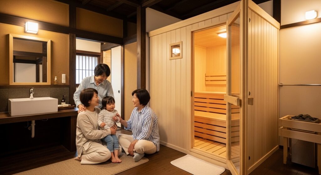 【三世代旅行・お風呂問題解決】サウナと水回りを時間差で活用する古民家かめたろうやーステイ