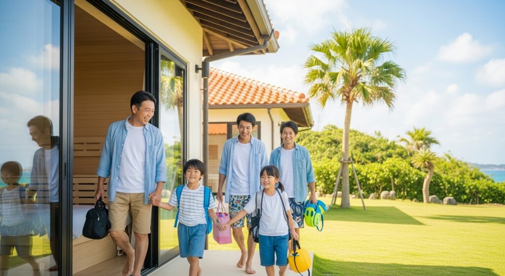 【三世代・沖縄北部2泊3日】小学生と祖父母を連れてゆっくり回るサウナ付き古民家かめたろうやー拠点プラン