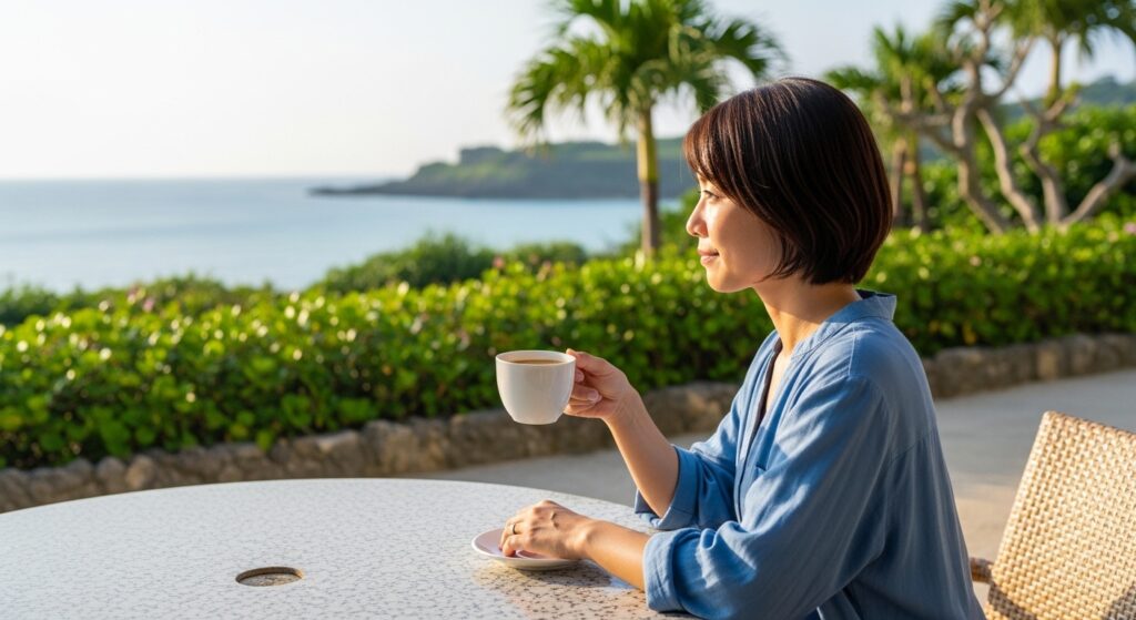 沖縄民泊でコーヒー時間を楽しむ｜テラスで味わう贅沢な朝